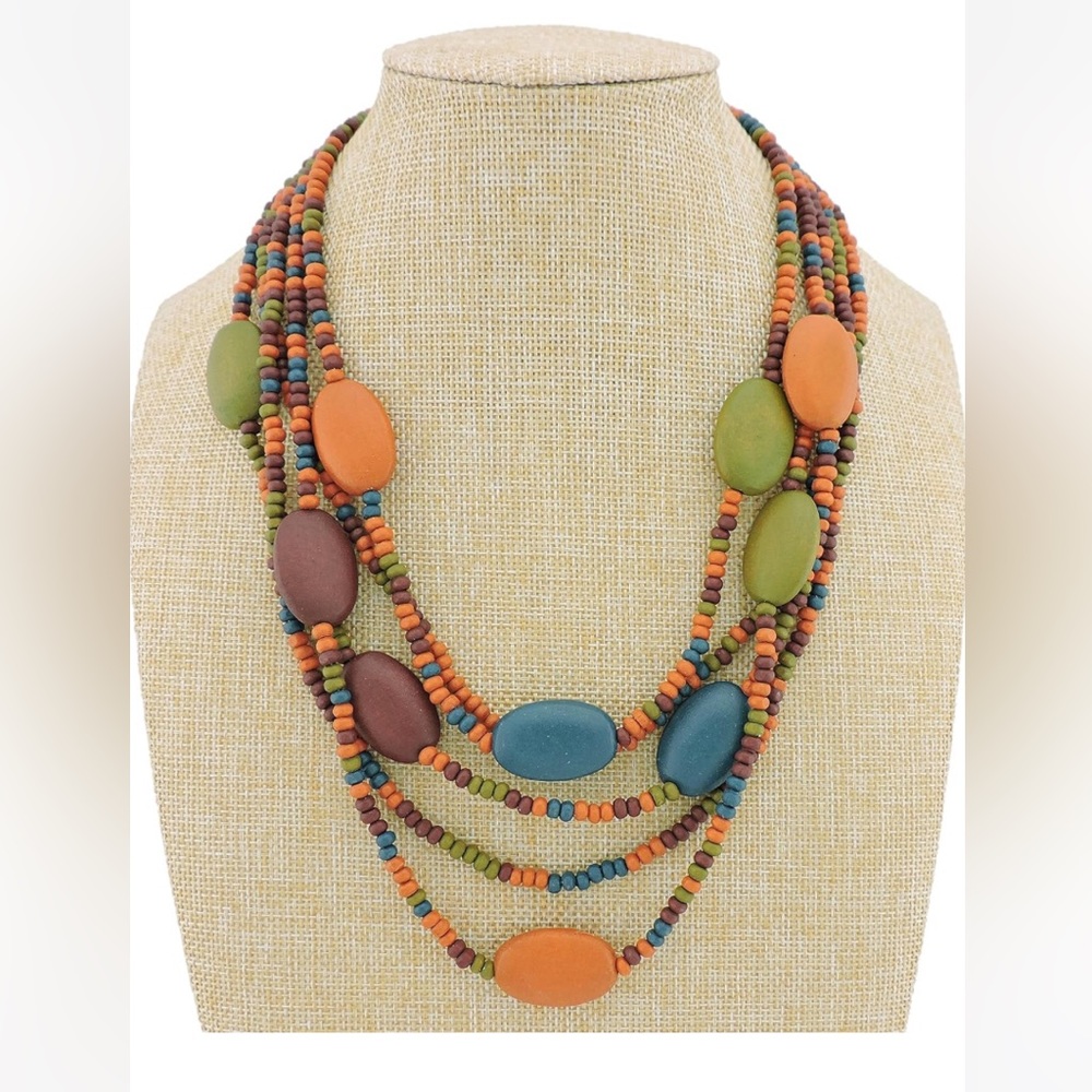 Multi color bead necklace